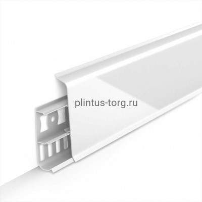 Плинтус напольный Деконика 85 мм Белый Глянцевый 001-Г, 85x22x2200мм